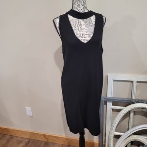 Milly Womens Size Lg. LBD Little Black Dress. Deep Front and Back V.